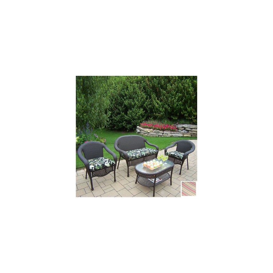 Oakland Living 4-Piece Elite Resin Wicker Patio Conversation Set at ...