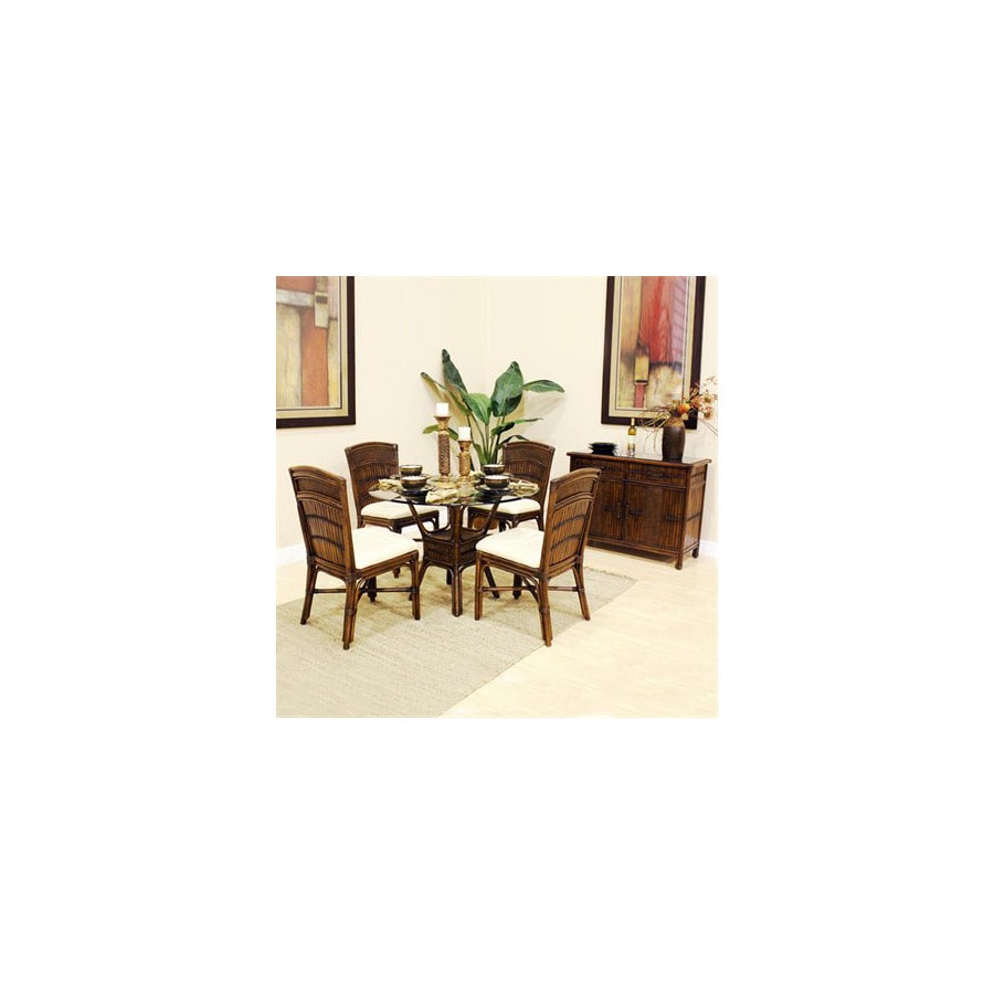 Hospitality Rattan 5 PC SET-710-D-TCA-S Polynesian TC Antique Dining Set