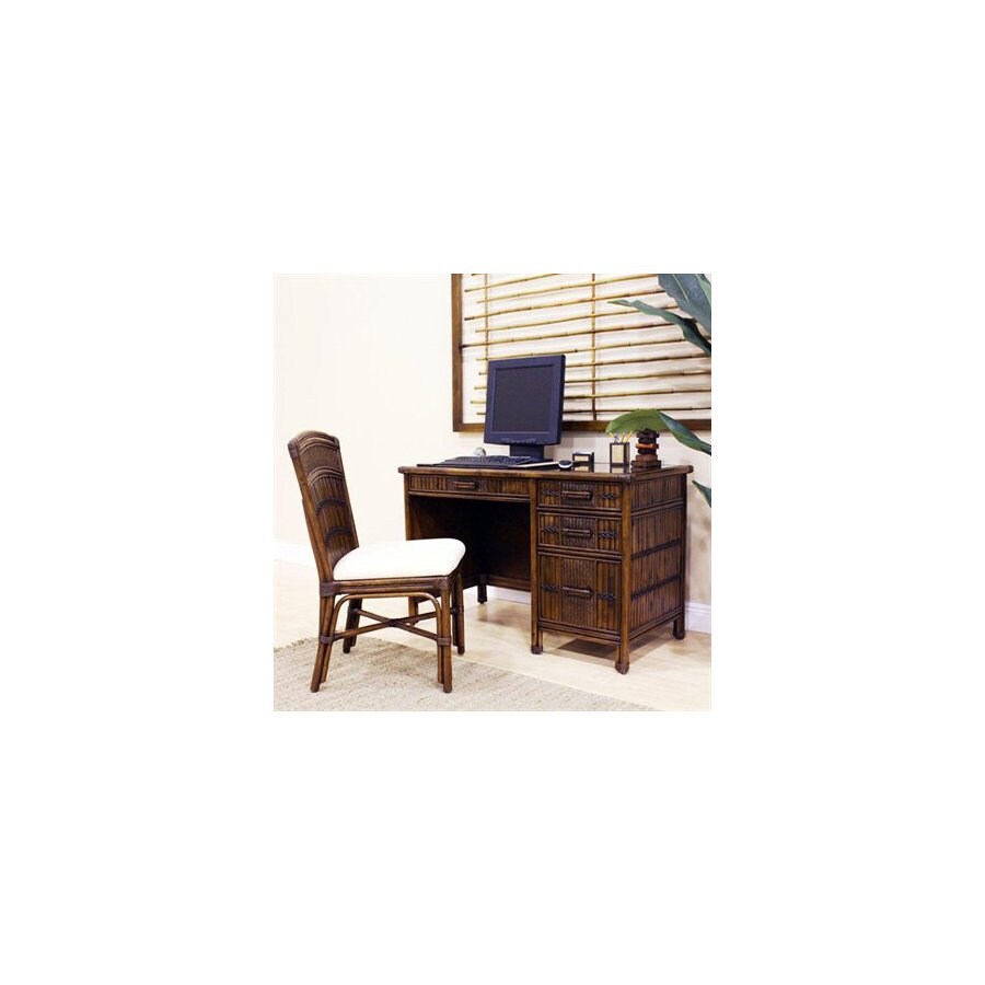 Hospitality Rattan 710-5298-ATQ Polynesian Computer Desk