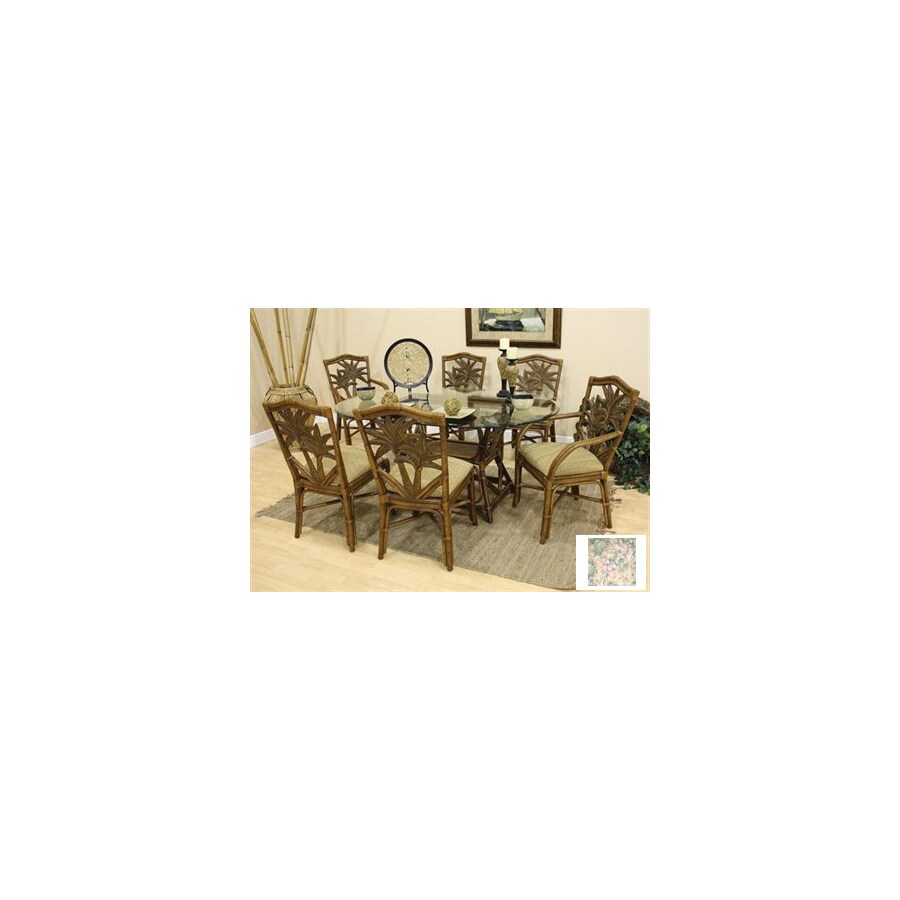 Hospitality Rattan ATG5259238 Cancun Palm TC Antique Dining Set