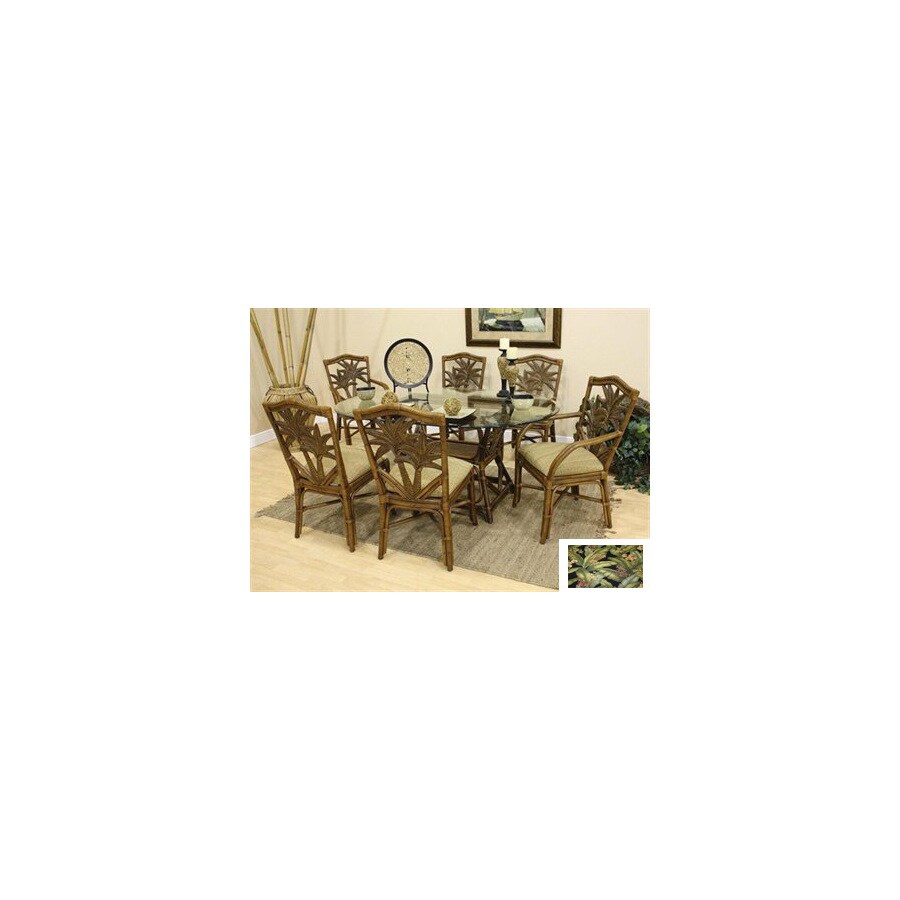 Hospitality Rattan Cancun Palm TC Antique Dining Set in the Dining Room