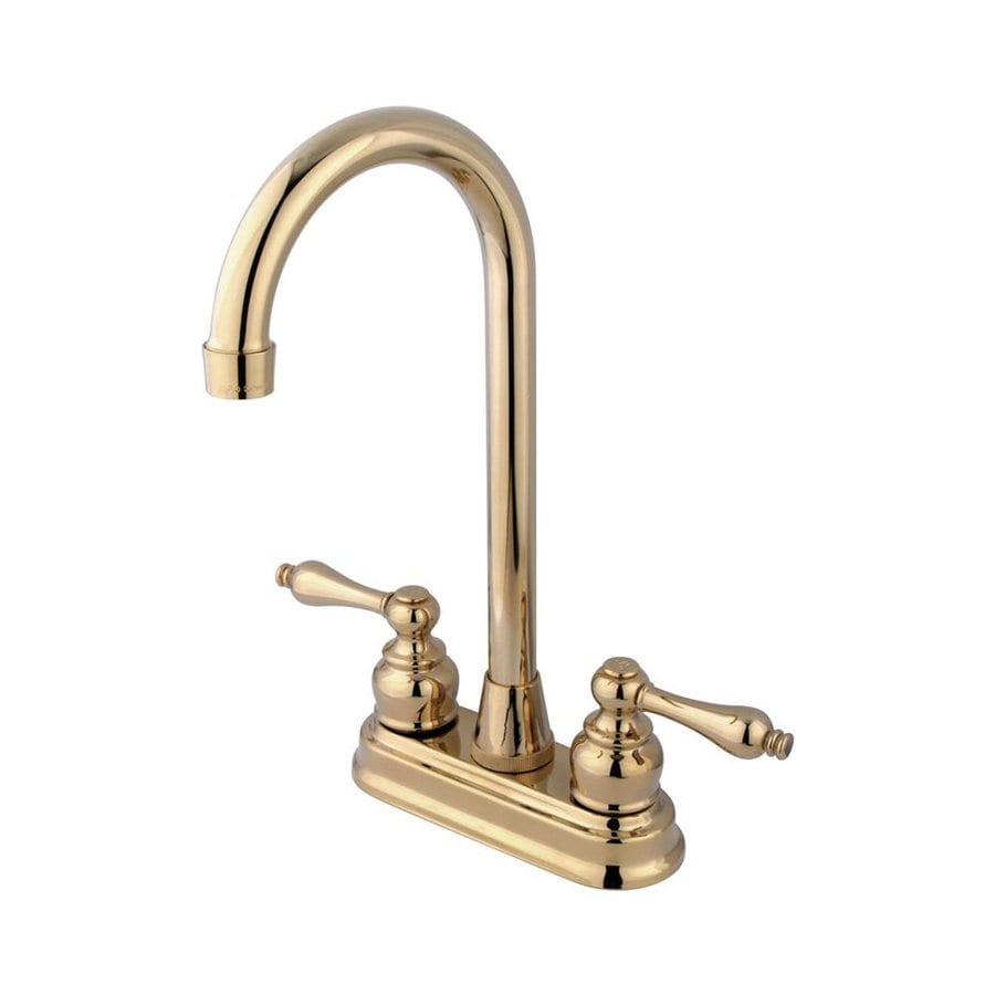Elements of Design EB492AL Magellan Polished Brass 2-Handle Deck Mount Bar and Prep Kitchen Faucet
