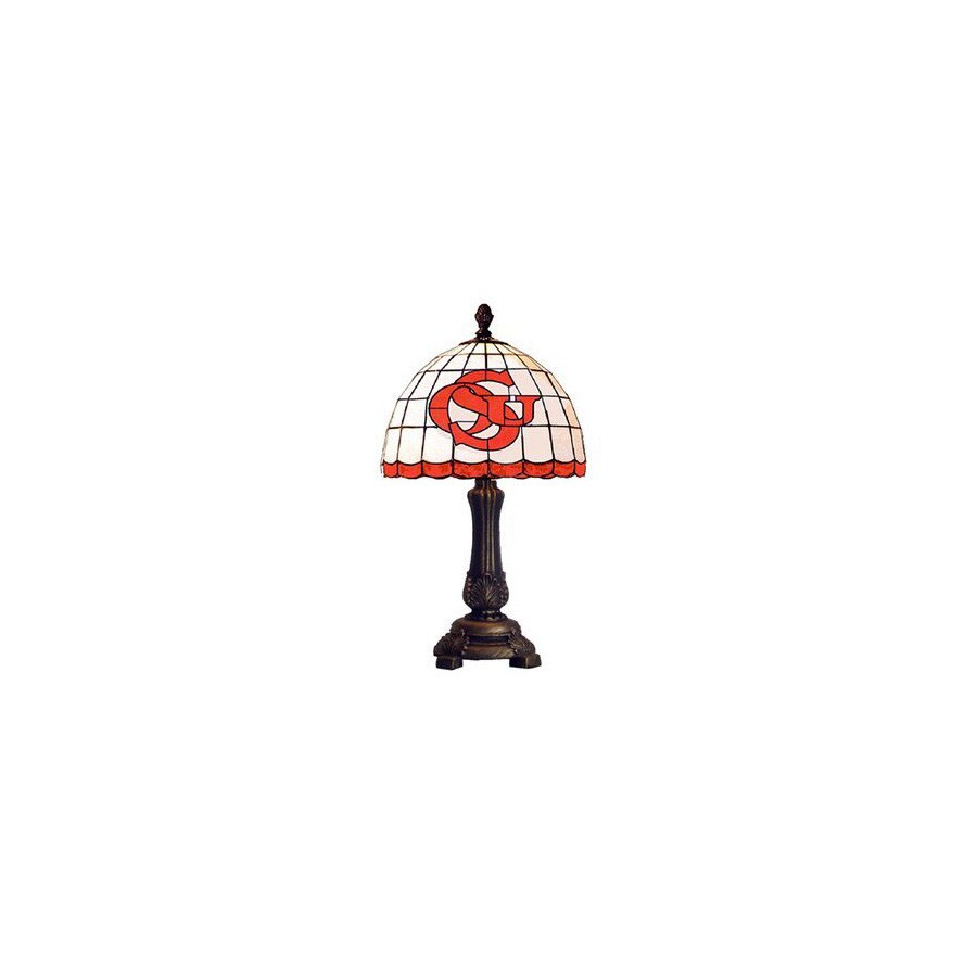 Traditions Artglass 16 In Antique Bronze Sports Table Lamp With Traditions Artglass 16 In Antique Bronze Sports Table Lamp With Glass Shade