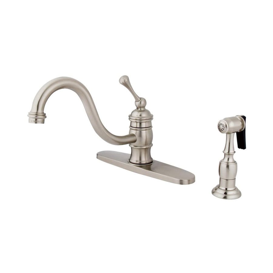Elements of Design EB3578BLBS Hot Springs Satin Nickel 1-Handle Deck Mount Low-Arc Kitchen Faucet