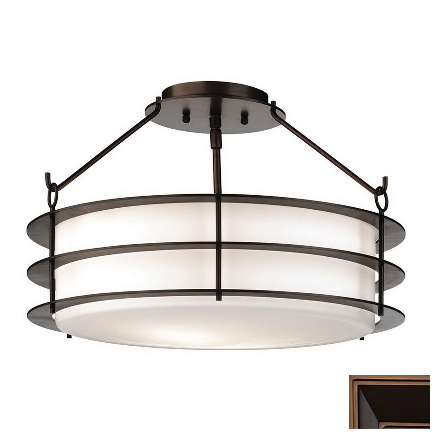 Philips Forecast 18-in Deep Bronze Opalescent Glass Semi-Flush Mount ...