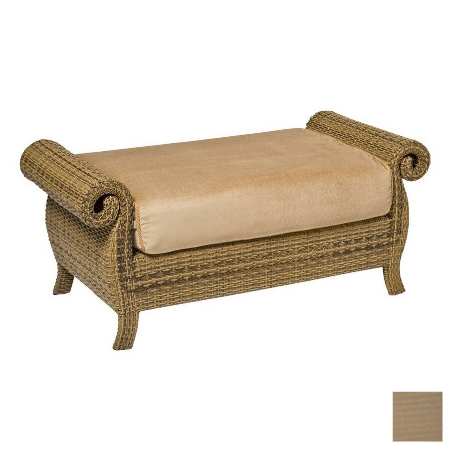 Woodard 49in L x 22.5in W x 21in H Wicker Ottoman in the Outdoor Ottomans & Foot Stools