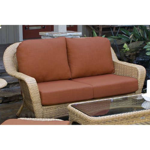 Tortuga Outdoor Lexington Wicker Outdoor Loveseat with Solid Red