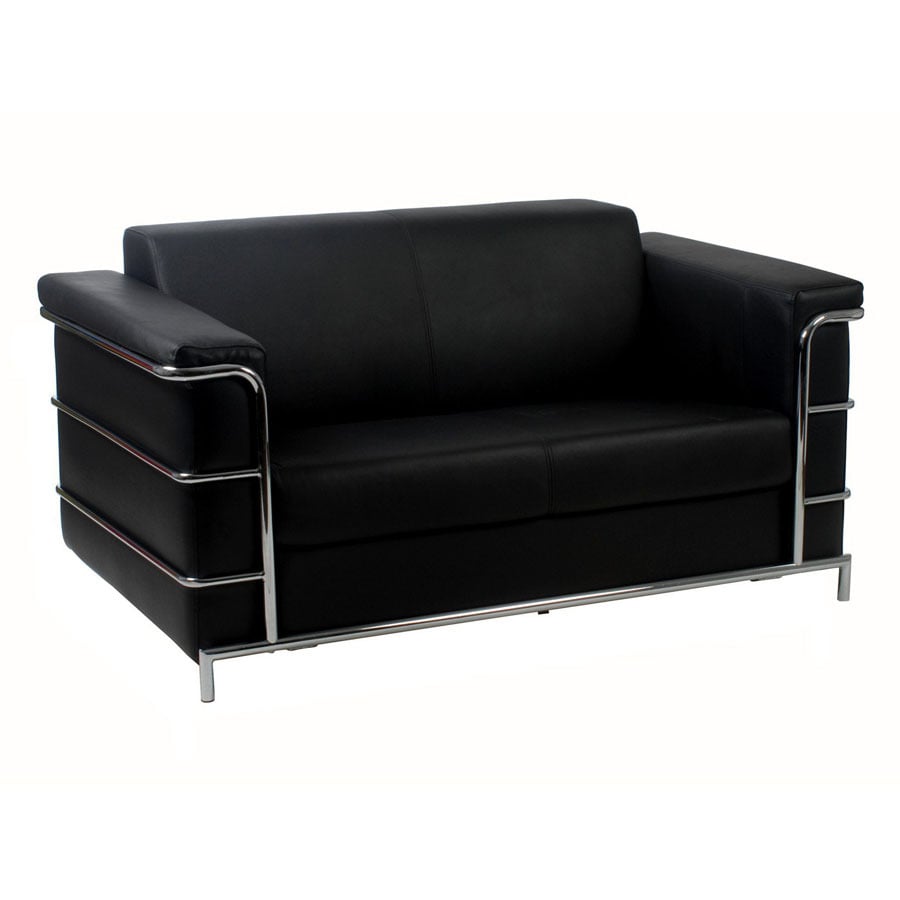 Eurostyle 05021A-E Leonardo Chrome Leather Stationary Loveseat