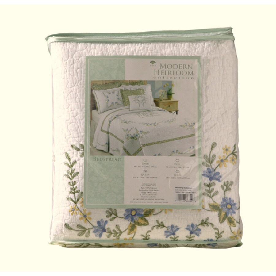 Modern Heirloom Heather White Floral King Bedspread (Cotton) in the ...