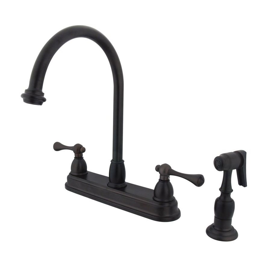 Elements of Design St. Louis Oil-Rubbed Bronze 2-Handle Deck-Mount High-Arc Handle Kitchen Faucet (Deck Plate Included)
