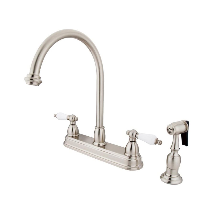 shop elements of design chicago satin nickel 2 handle high arc kitchen faucet at lowes com shop elements of design chicago satin nickel 2 handle high arc kitchen faucet at lowes com
