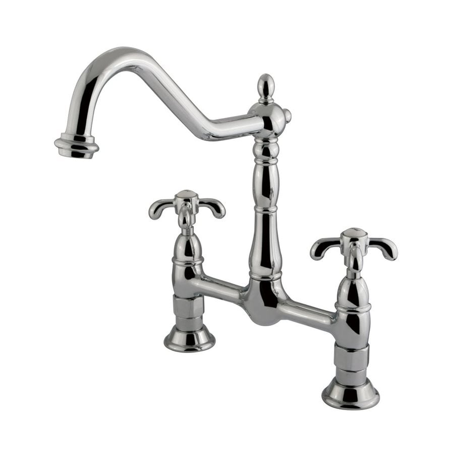 Elements of Design ES1171TX French Country Chrome 2-Handle Deck Mount Bridge Kitchen Faucet