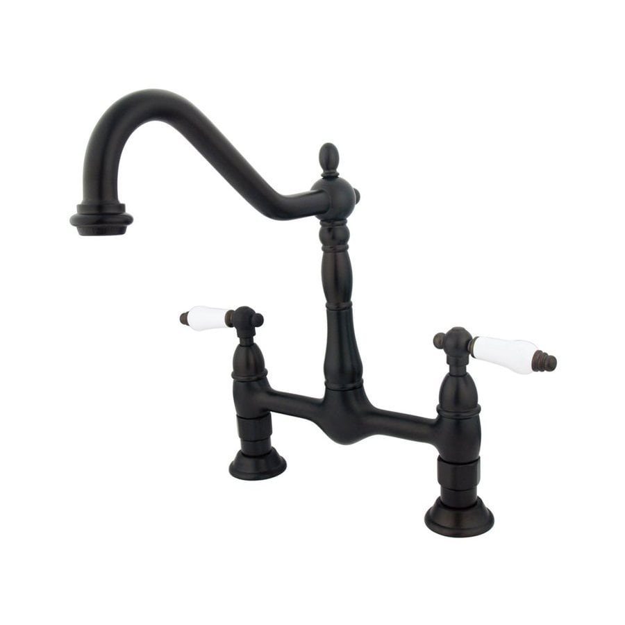 Elements of Design ES1175PL Oil-Rubbed Bronze 2-Handle Deck Mount Bridge Kitchen Faucet