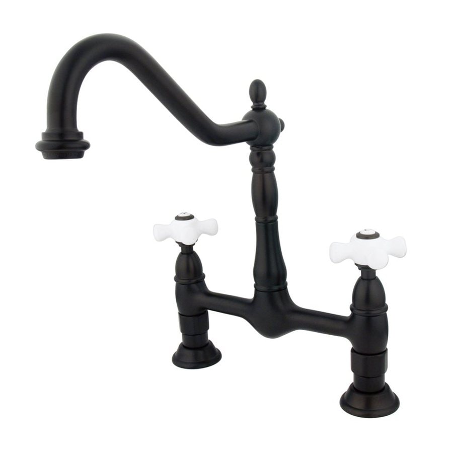 Elements of Design ES1175PX Oil-Rubbed Bronze 2-Handle Deck Mount Bridge Kitchen Faucet