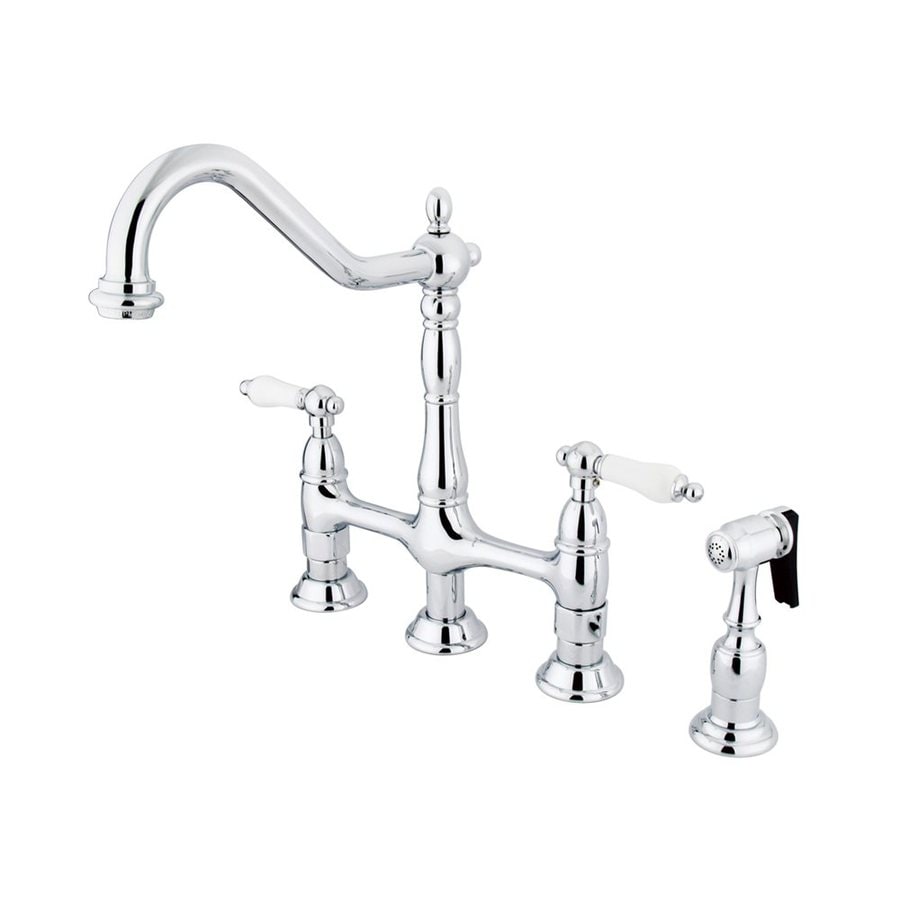 Elements of Design Chrome 2-Handle Deck Mount Bridge Kitchen Faucet at ...