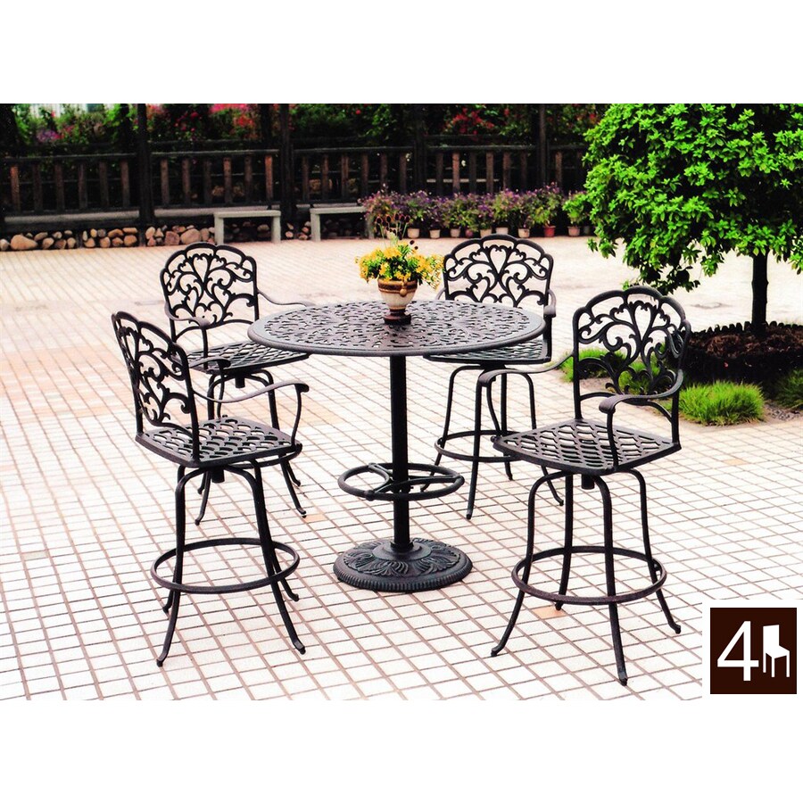 Darlee 5 Piece Catalina Cushioned Cast Aluminum Patio Bar Darlee 5 Piece Catalina Cushioned Cast Aluminum Patio Bar Height Set