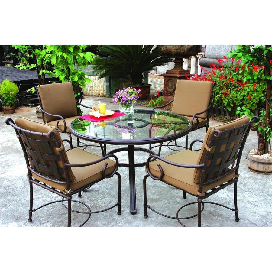 Darlee Malibu 5-Piece Antique Bronze Aluminum Patio Dining ...