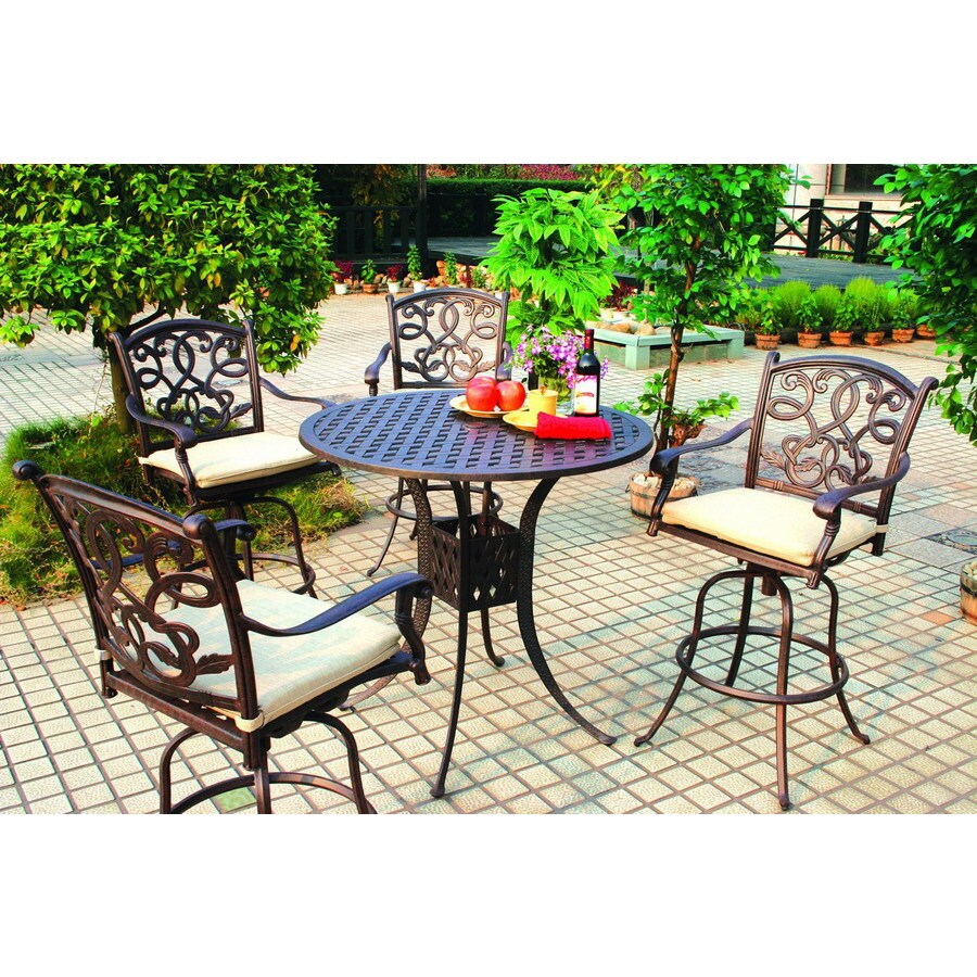 Darlee 5 Piece Santa Monica Cushioned Cast Aluminum Patio Bar Darlee 5 Piece Santa Monica Cushioned Cast Aluminum Patio Bar Height Set