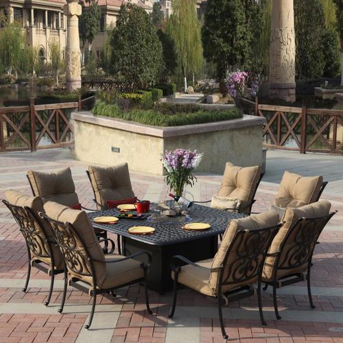 Santa Anita 9 Piece Antique Bronze Aluminum Dining Patio Dining Set