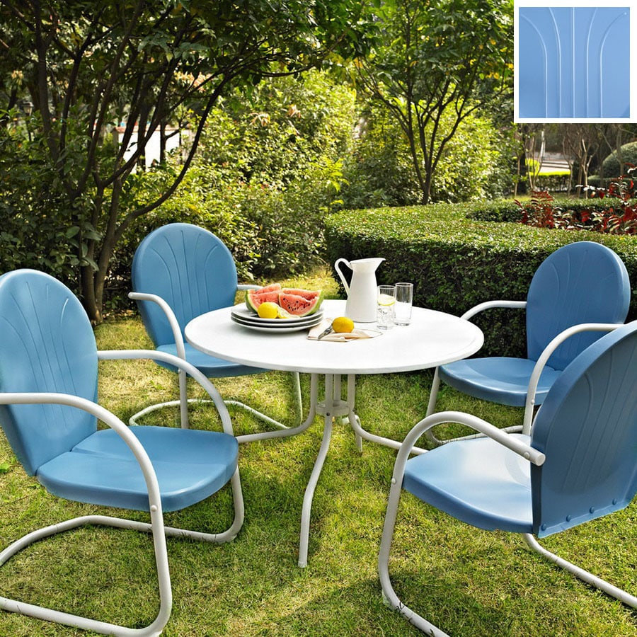 Crosley Furniture Griffith 5 Piece Blue Metal Frame Patio Dining Set At
