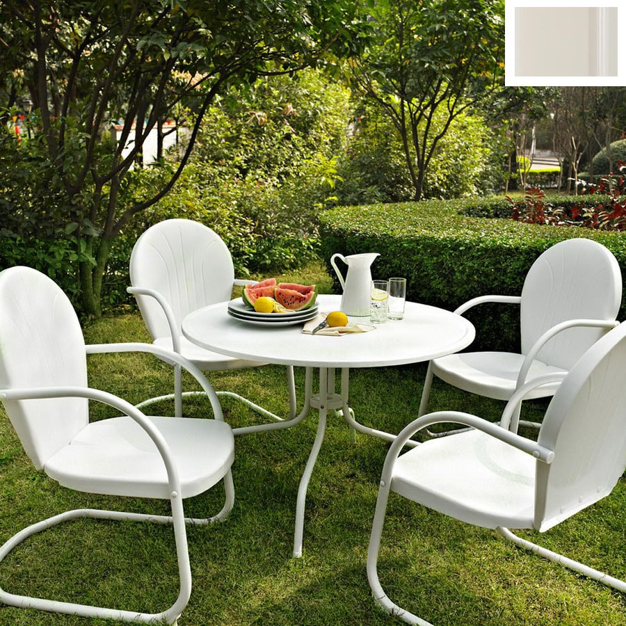 Shop Crosley Furniture Griffith 5Piece White Metal Frame Patio Dining Set at Lowes.com