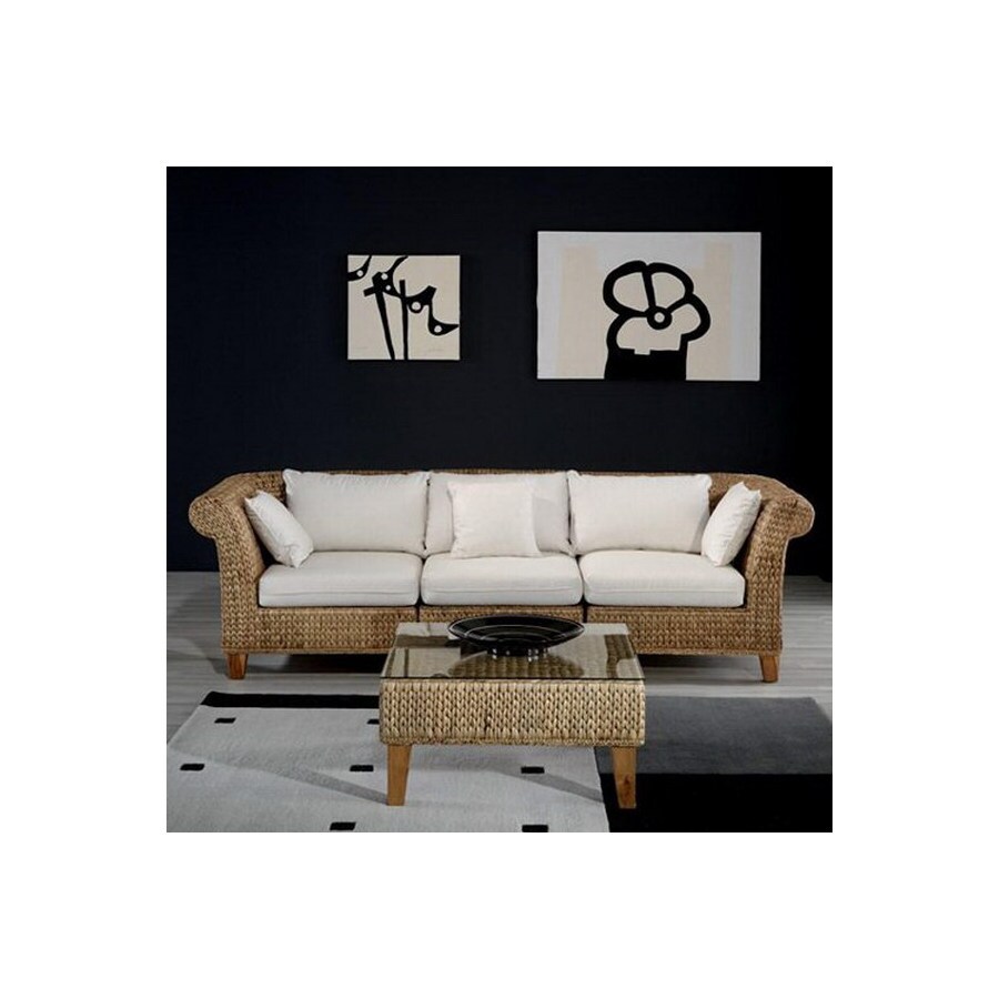 Hospitality Rattan 3 PC SET-414-S Seagrass Natural 3-Piece Sectional Sofa