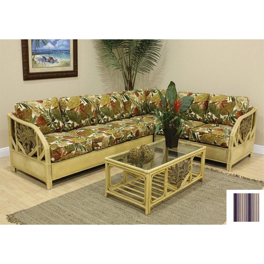 Hospitality Rattan Cancun Palm TC Antique 2Piece Sectional Sofa at