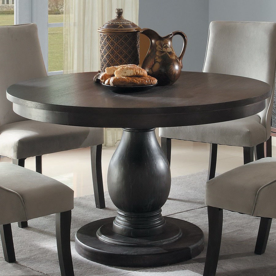 taupe round dining table