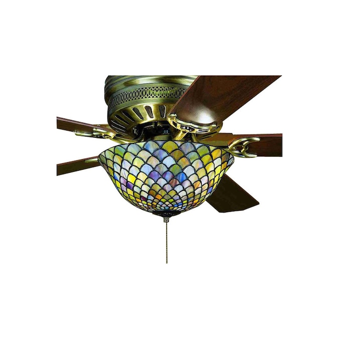 Light Mahogany Bronze Ceiling Fan, Stained Glass Ceiling Fan