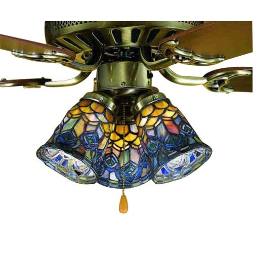 1 Light Mahogany Bronze Ceiling Fan Light Kit With Stained Glass