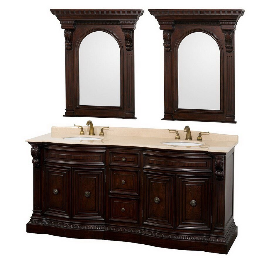 Wyndham Collection 72in Cherry Roosevelt Double Sink Bathroom Vanity