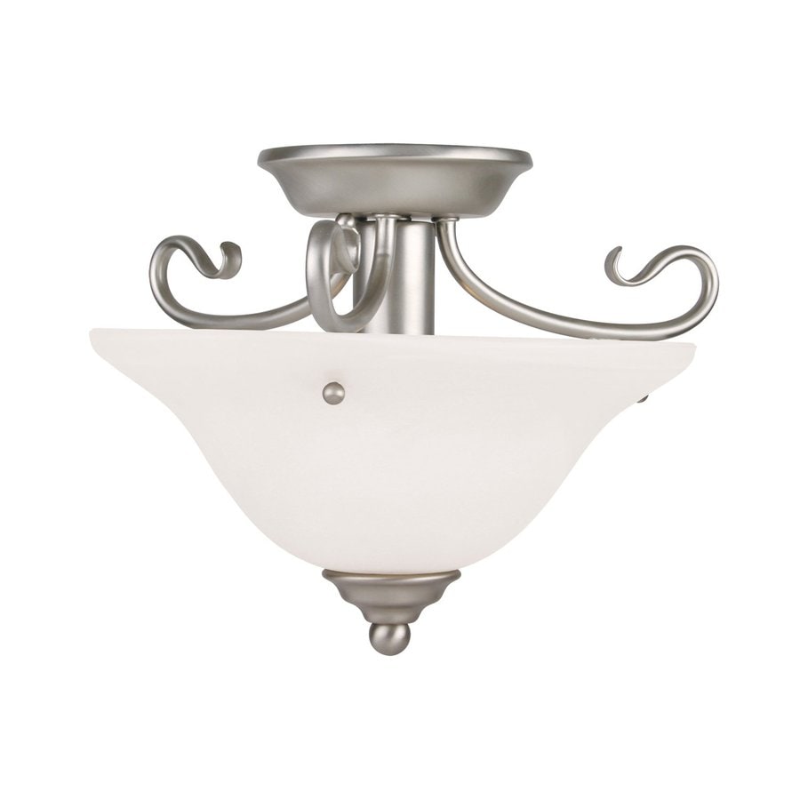 Livex Lighting Oasis 13in W Brushed nickel Alabaster Glass SemiFlush