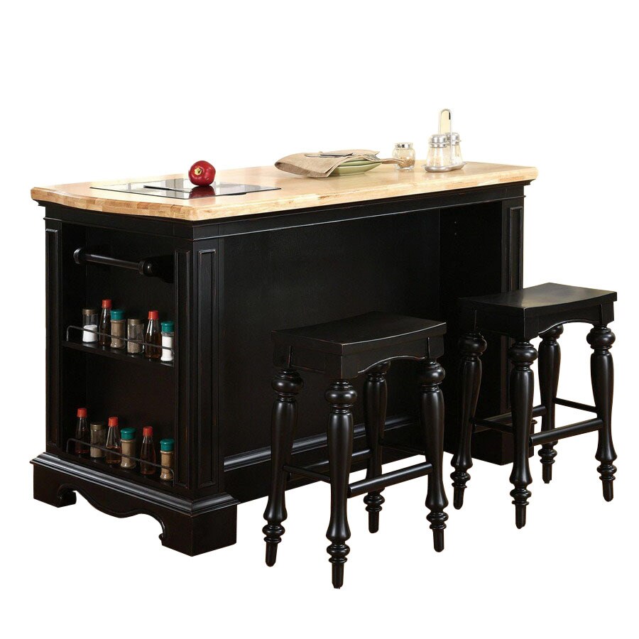 Powell 56in L x 291/4in W x 36in H Black SandThrough Kitchen