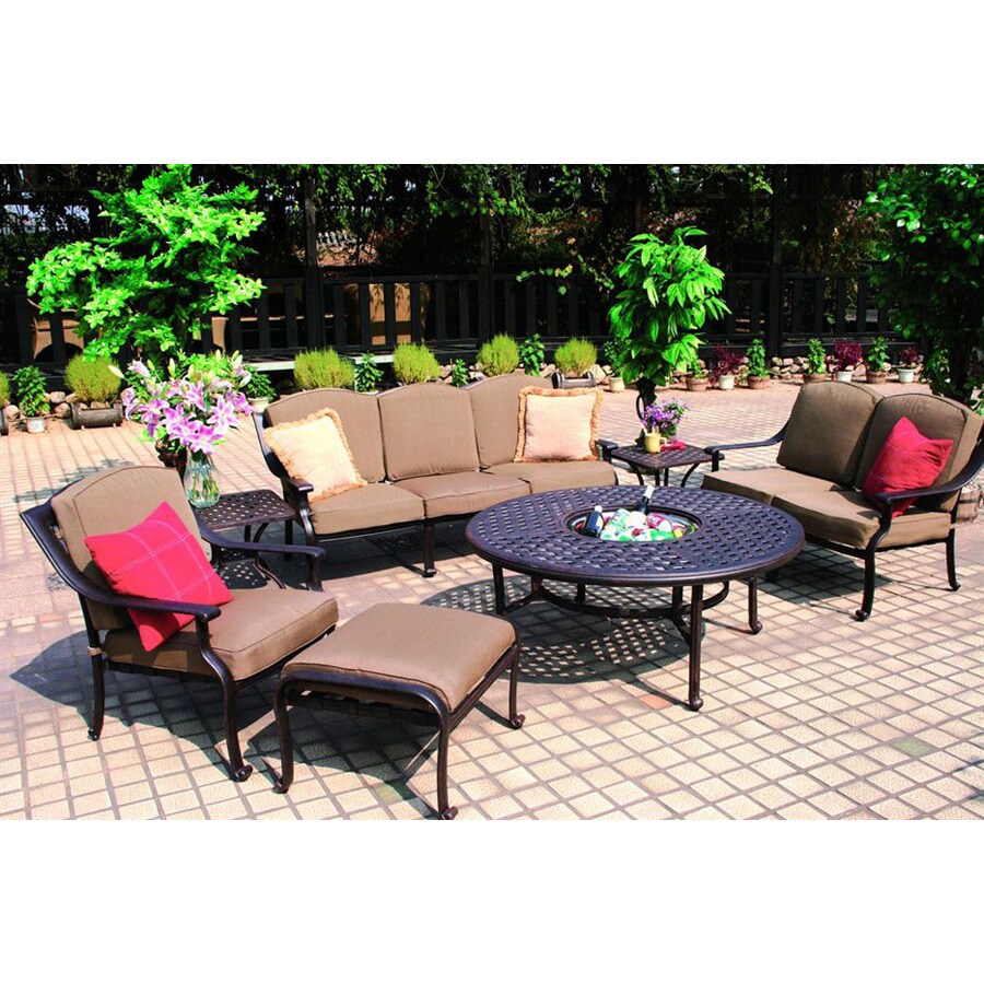 Darlee 7-Piece Bronze Aluminum Patio Conversation Set in the Patio ... - 4322834