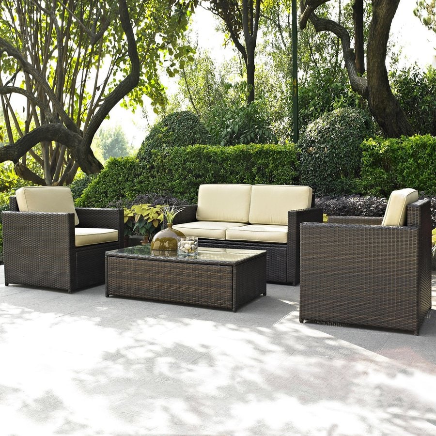 Crosley Furniture Palm Harbor 4Piece Wicker Patio Conversation Set at