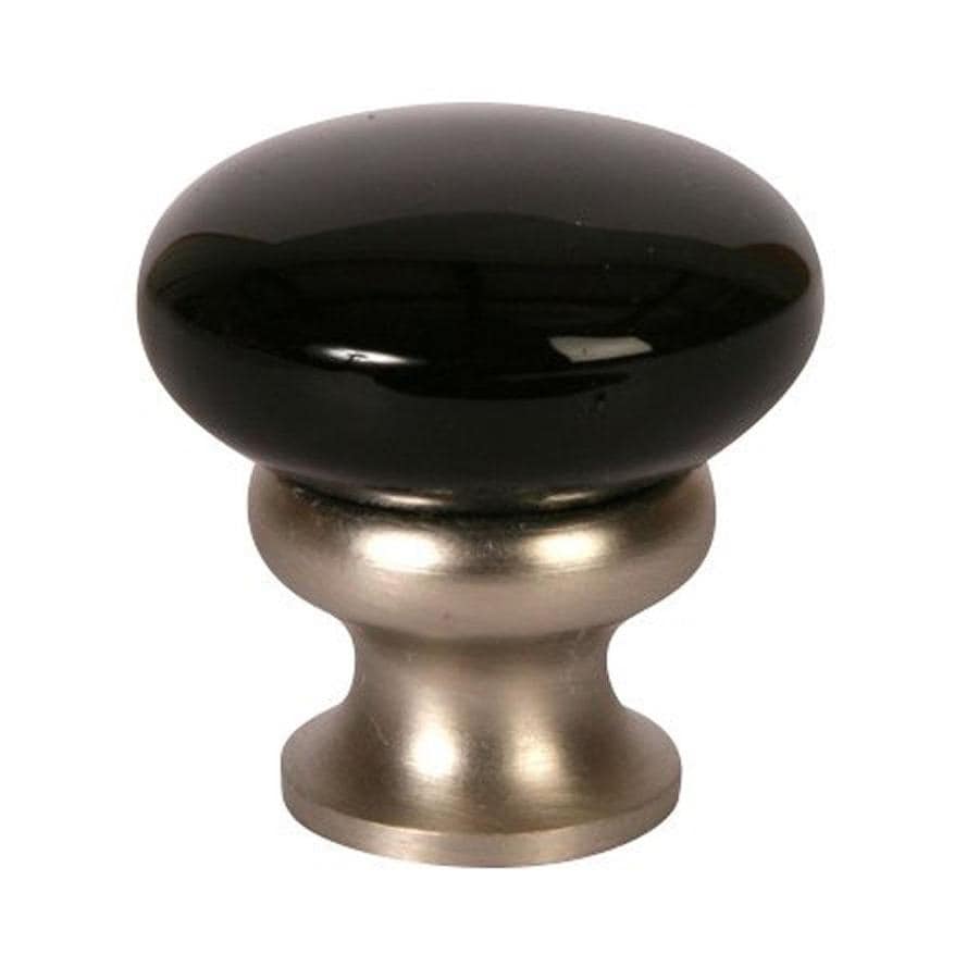 Lew's Hardware Mushroom Glass Black/Brushed Nickel Round Cabinet Knob ...