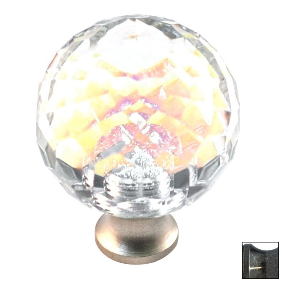 Cal Crystal Crystal Antique Brass Round Cabinet Knob in ...