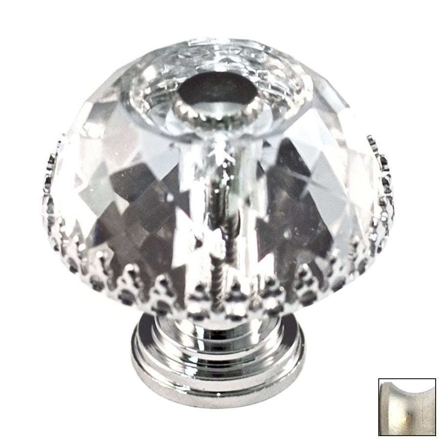 Cal Crystal Crystal Satin Nickel Round Knob in the