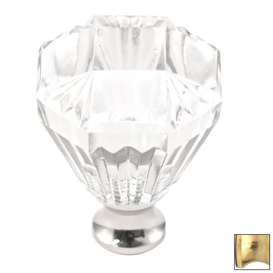Cal Crystal Crystal Polished Brass Octangular Knob in the