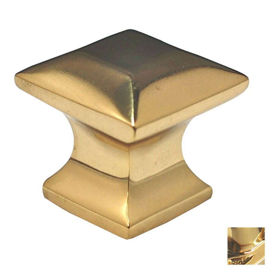 Cal Crystal Vintage Polished Brass Square Knob at