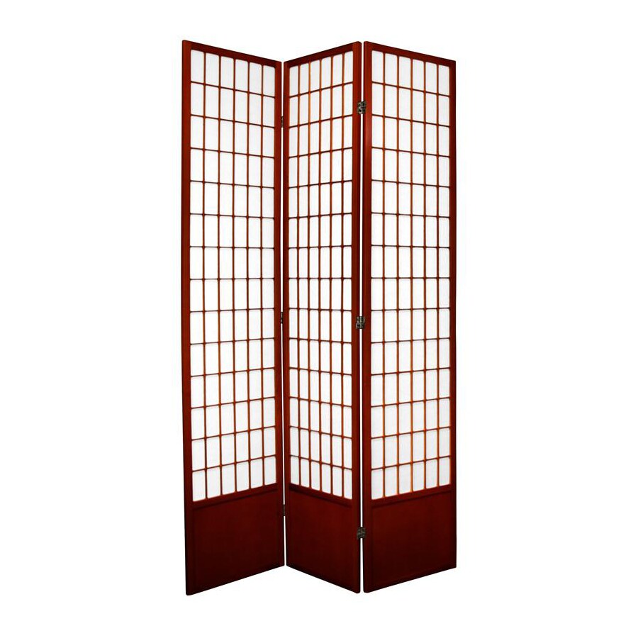 Oriental Furniture Window Pane 3-Panel Rosewood Wood and Paper Folding ...