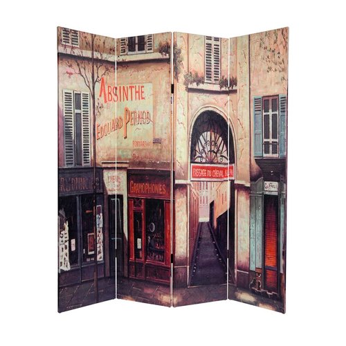 Oriental Furniture French Cafe 4-Panel Multicolor Fabric Folding Indoor ...