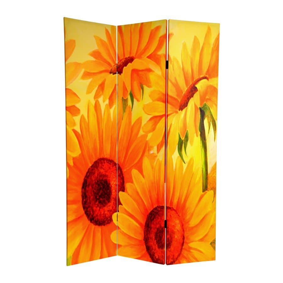 Oriental Furniture Poppies And Sunflowers 3-panel Multicolor Fabric 