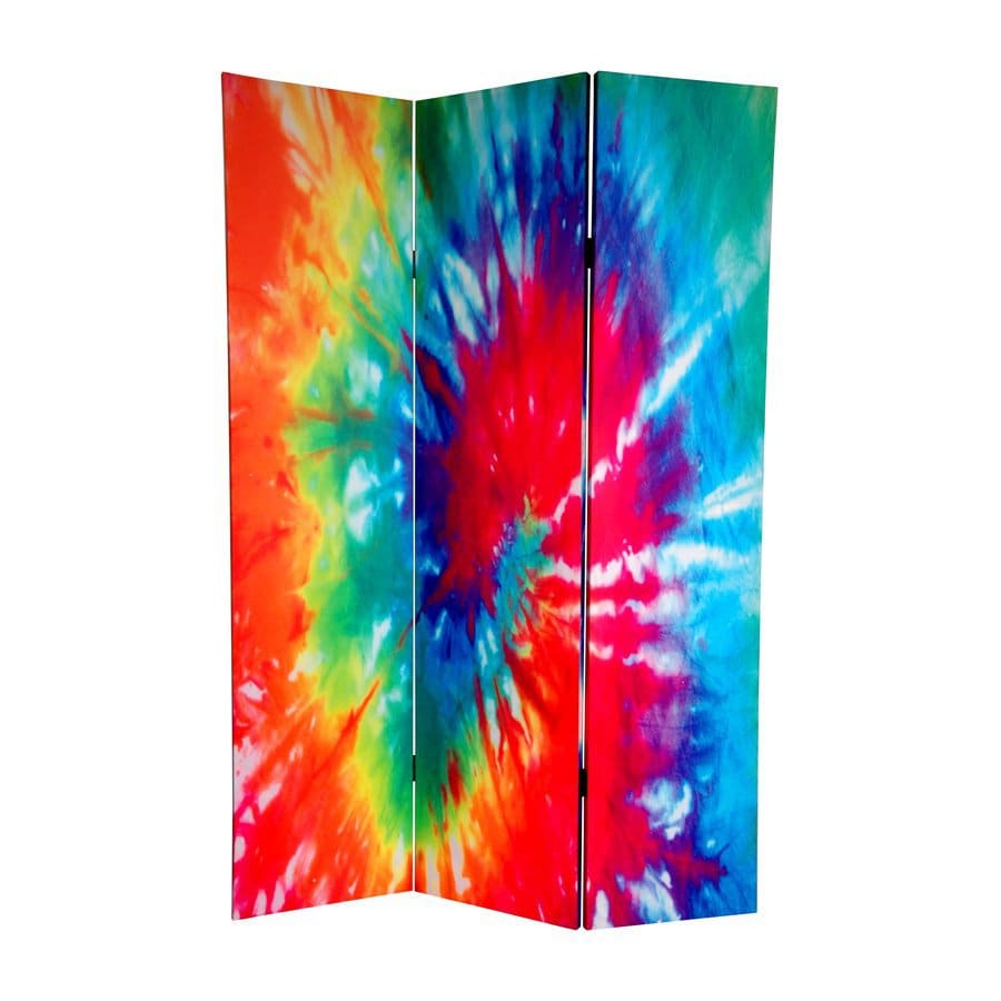 Oriental Furniture Tie Dye 3 Panel Wood And Fabric Folding Indoor Privacy Screen In The Room Dividers Department At Lowes Com