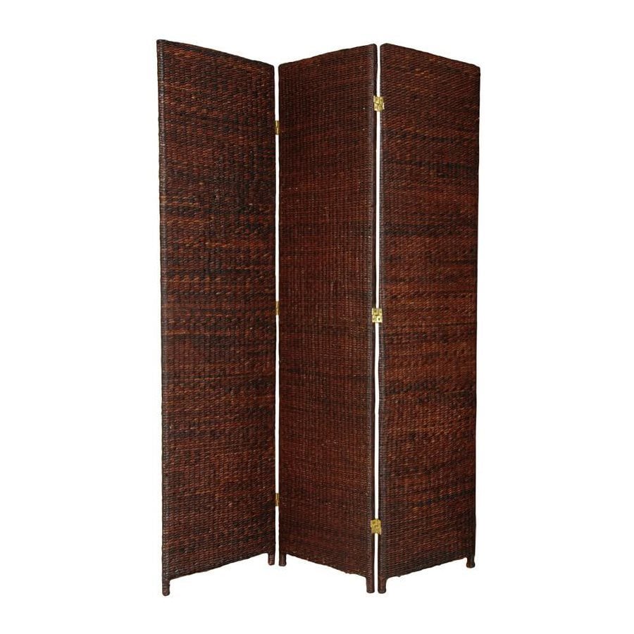 Oriental Furniture 3Panel Dark Brown Woven Fiber Folding Indoor