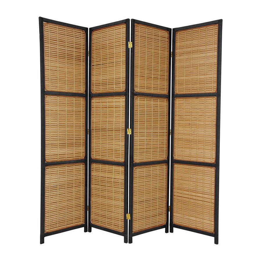 Shop Oriental Furniture 4 Panel Black Wood Folding Indoor Privacy