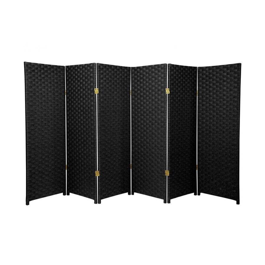 Oriental Furniture 6-Panel Black Woven Fiber Folding Indoor Privacy ...