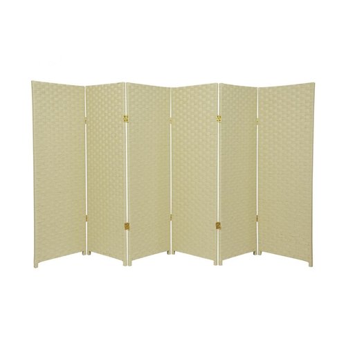 Oriental Furniture 6-Panel Cream Woven Fiber Folding Indoor Privacy ...