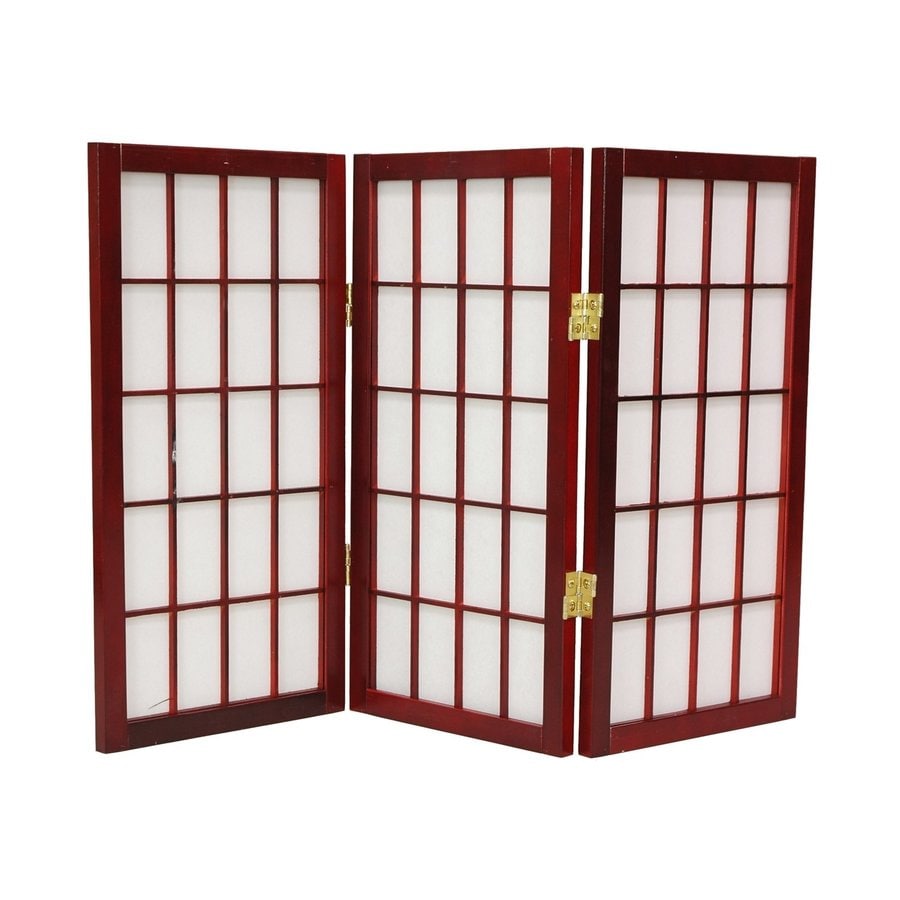 Oriental Furniture Window Pane 3 Panel Rosewood Paper Folding Oriental Furniture Window Pane 3 Panel Rosewood Paper Folding Indoor Privacy Screen