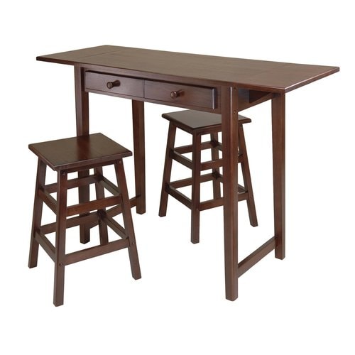 Winsome Wood Brown Rustic Kitchen Island with 2-Stools in ...